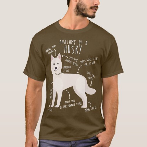 White Siberian Husky Dog Anatomy 1 T_Shirt
