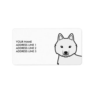 White Siberian Husky Dog &amp; Custom Text Label