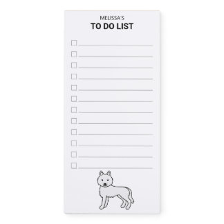 White Siberian Husky Dog To Do List Magnetic Magnetic Notepad
