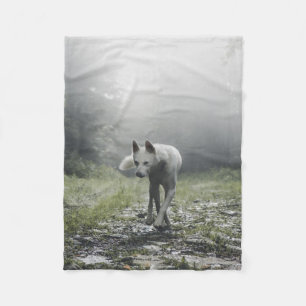 White Siberian Husky Fleece Blanket