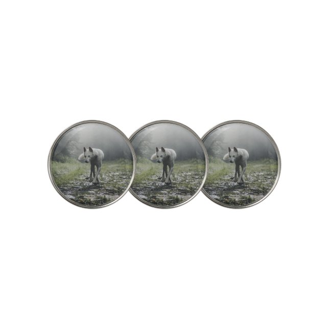 White Siberian Husky Golf Ball Marker (3 Up)