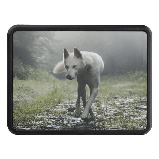 White Siberian Husky Hitch Cover (Front)