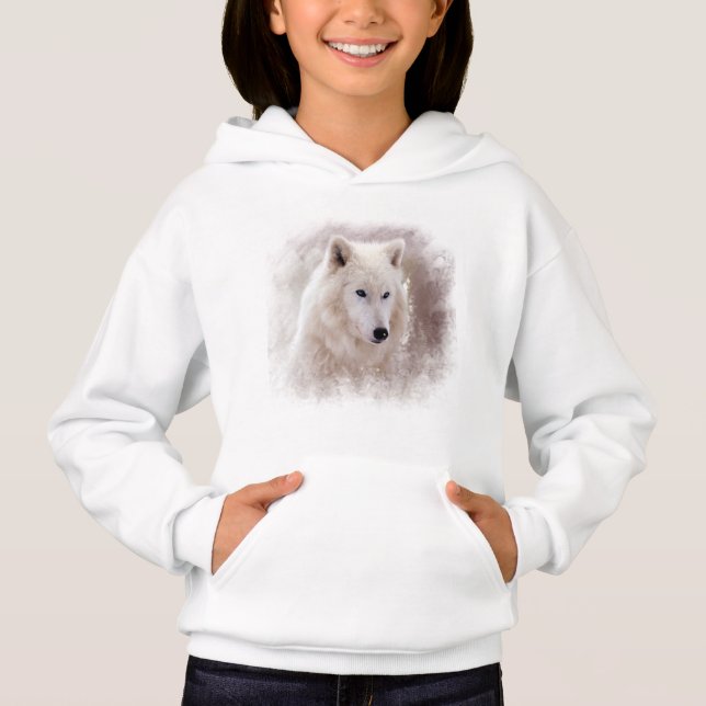 WHITE SIBERIAN HUSKY. HOODIE (Front)