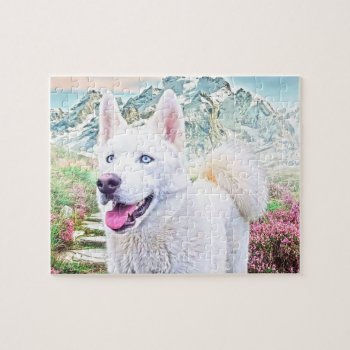 White Siberian Husky Jigsaw Puzzle by ritmoboxer at Zazzle