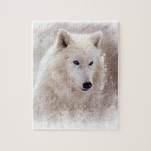 WHITE SIBERIAN HUSKY. JIGSAW PUZZLE