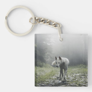 White Siberian Husky Keychain