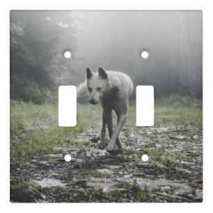 White Siberian Husky Light Switch Cover