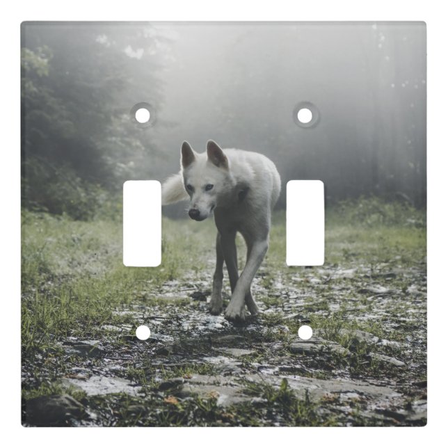 White Siberian Husky Light Switch Cover (Front)