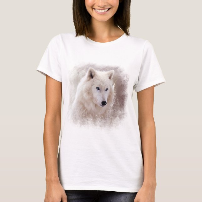 WHITE SIBERIAN HUSKY. T-Shirt (Front)