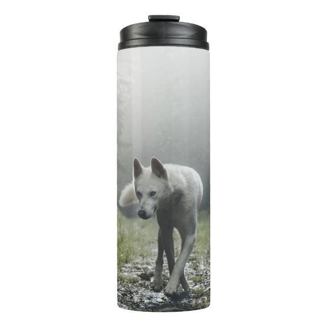 White Siberian Husky Thermal Tumbler (Front)