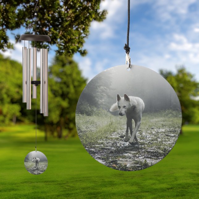 White Siberian Husky Wind Chime (Outdoor)