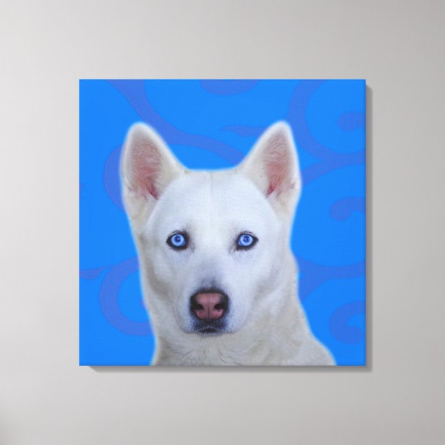 White Siberian Husky Wrapped Canvas Print (Front)
