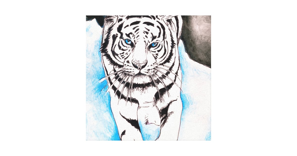 Cherished Tiger Cub In Black & White - Canvas Wall Art