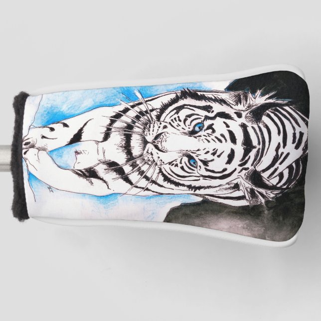 White Siberian Tiger Sow Golf Head Cover (Front)