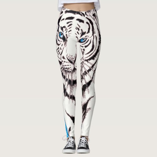 White Siberian Tiger Sow Leggings