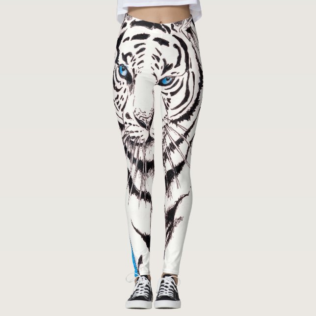 White Siberian Tiger Sow Leggings (Front)
