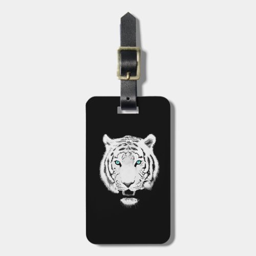 White Siberian Tiger Wildlife Art Luggage Tag