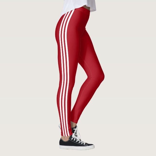 White Side Stripes Red Leggings Choose Your Colors (Right)