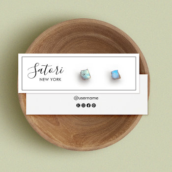 White Signature Script Stud Earring Display by sm_business_cards at Zazzle