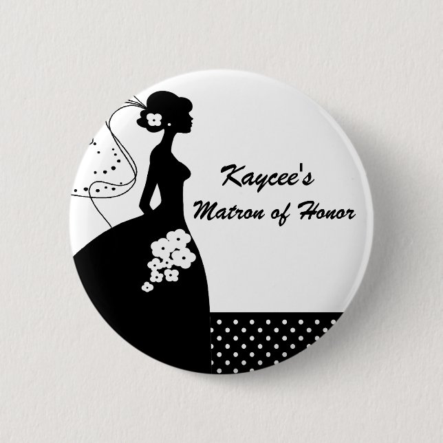 White Silhouette Bride Matron of Honor Button (Front)