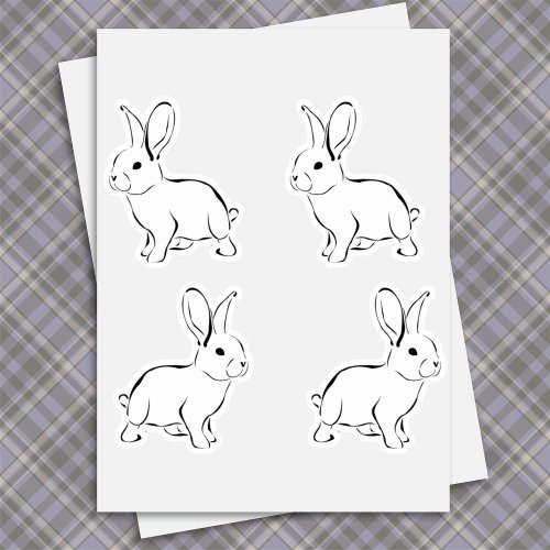 White Silhouette Bunny Stickers