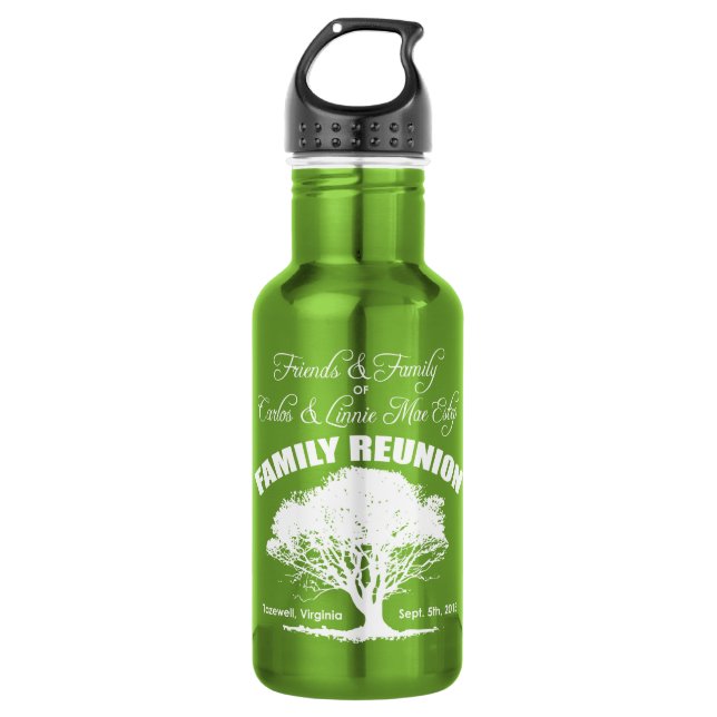White Silhouette Estep Family Reunion Water Bottle (Front)