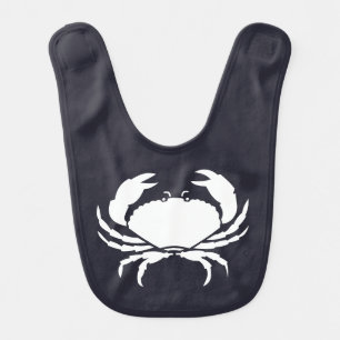 white silhouette NAUTICAL CRAB Baby Bib