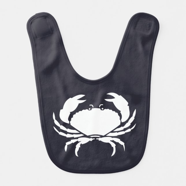 white silhouette NAUTICAL CRAB | Baby Bib (Front)