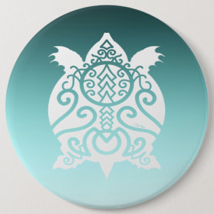 White Silhouette Snapper Turtle Button