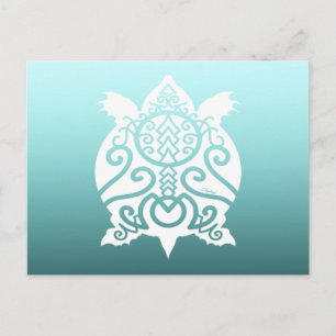 White Silhouette Snapper Turtle Postcard