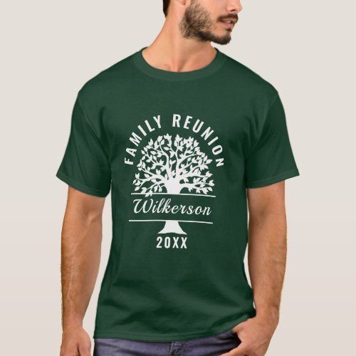 White Silhouette Tree Family Reunion Gift Souvenir T_Shirt