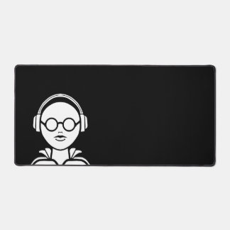 White silhuette on black Desk Mat