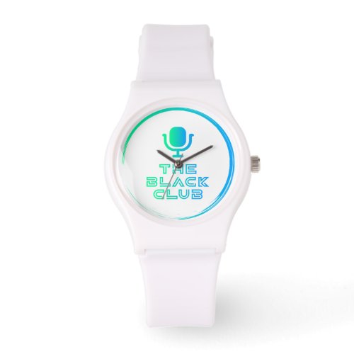 White Silicone Black Club Watch w Colored Logo