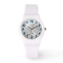 White Silicone Watch, Silver Style Dial 