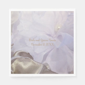 White Silk Flower with Pearl Napkins