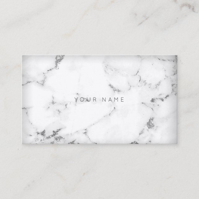 White Silver Abstract Gray Marble Vip Business Card (Front)