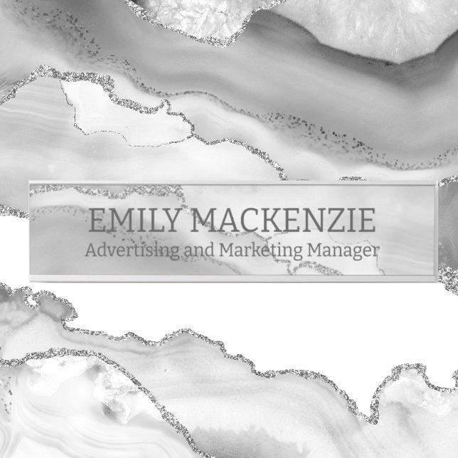 White Silver Agate Look Office Door Sign (Creator Uploaded)