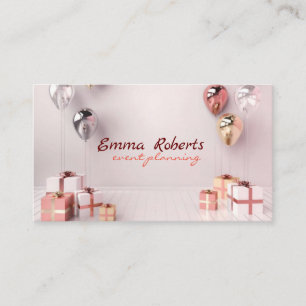 White Silver Balloons Modern Business card