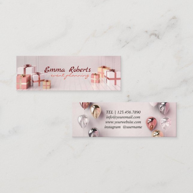 White Silver Balloons Modern Business card (Front/Back)