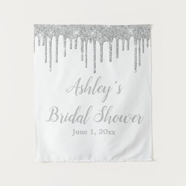 White & Silver Bridal Shower Backdrop Photo Booth  (Front)