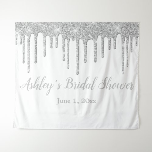 White  Silver Bridal Shower Backdrop Photo Booth 