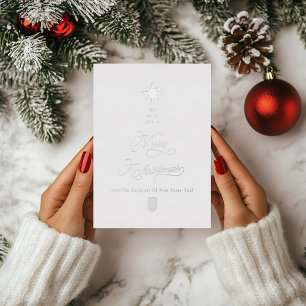 White Silver Calligraphy Christmas Card
