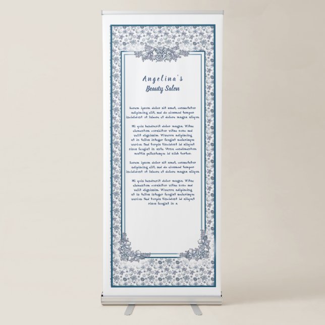 White Silver Christmas Backdrop Retractable Banner (Front)