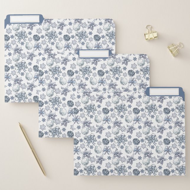 White Silver Christmas Pattern File Folder (Set)