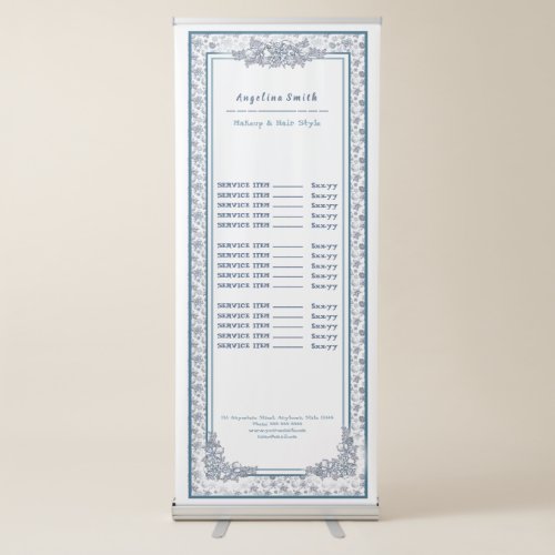 White Silver Christmas Price List Rack Card Retractable Banner