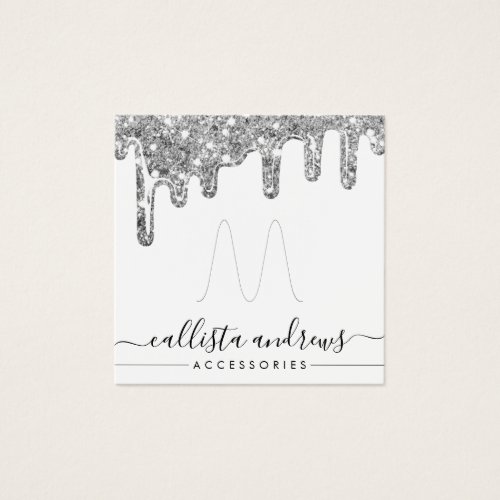 White Silver Chunky Glitter Drip Ring Display Card