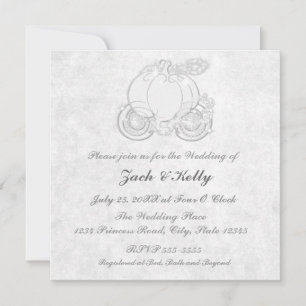 White & Silver Cinderella Carriage Invitation