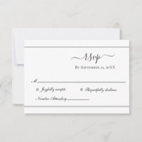 White Silver Elegant Formal Wedding RSVP Card