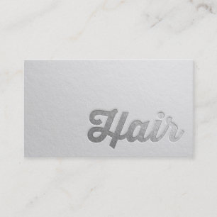 White Silver Emboss Text Hair Stylist Appointment Card