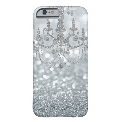 White Silver Glitter Bokeh Glam Chandelier Sparkle Barely There iPhone 6 Case
